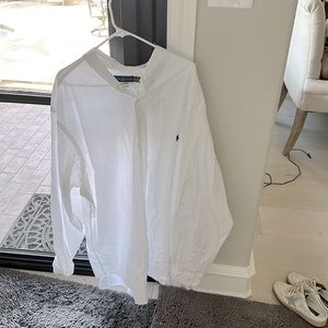 Ralph Lauren white 4XLT 100% Cotten stretch button down dress shirt